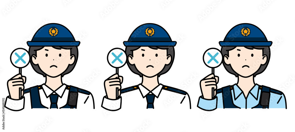 Naklejka premium 女性警察官1 おこ だめ