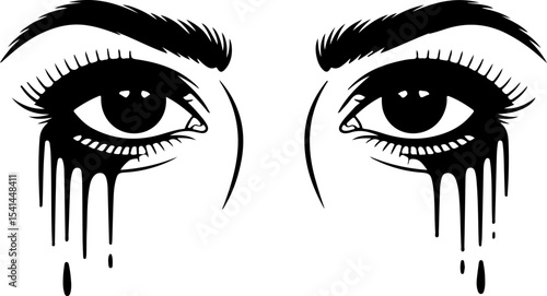 vector illustration of Black Crying Eyes 