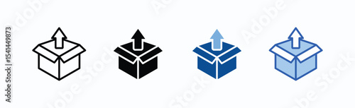 Unbox icon sheet multiple style collection isolated vector