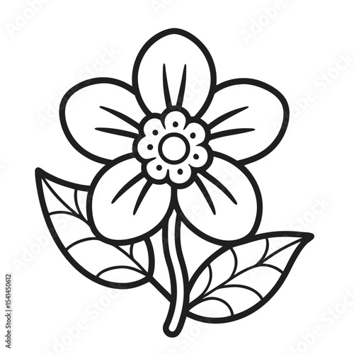 Botanical Forget-Me-Not Outline – Elegant Floral Vector Design