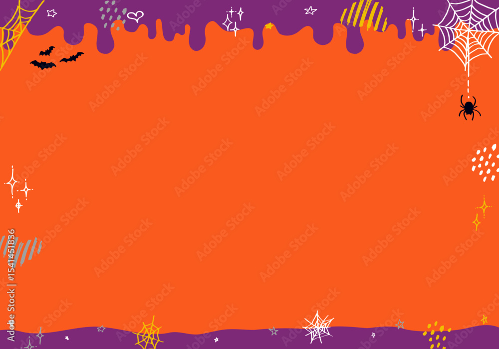 Obraz premium ポップでカラフルなハロウィン背景フレーム（手描き・スライム風）