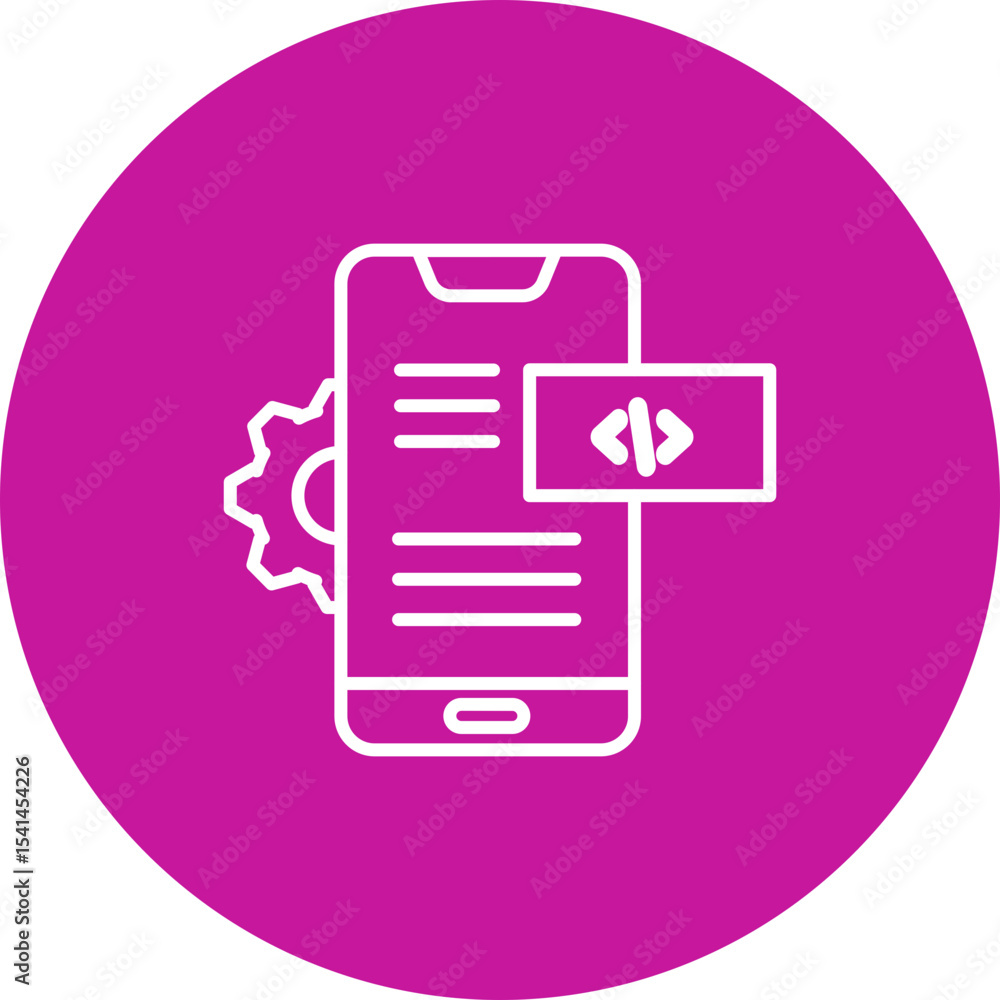 App Development Vector Line Pink Circle Icon Design for personal and commercial use App Development Vector Line Pink Circle Icon Design for personal and commercial use