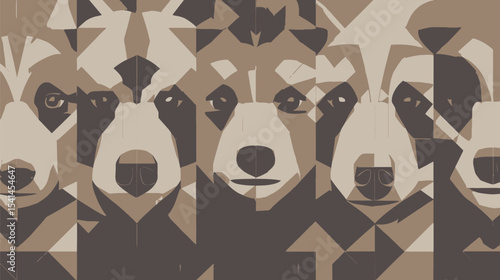 Geometric bears display varied hues upfront artwork illustration