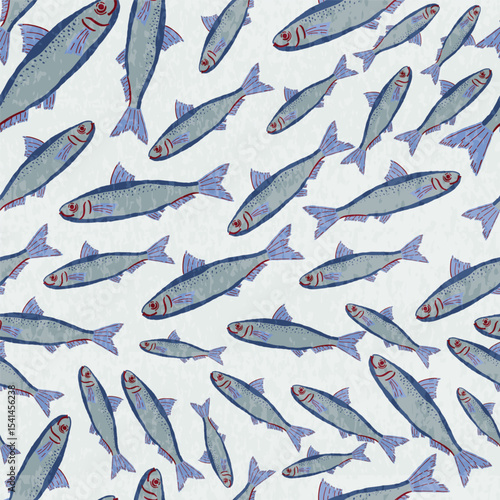 sardines seamless pattern for background, fabric, cover, wallpaper, etc.