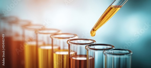 The colorful test tubes and pipette highlighting laboratory experimentation and analysis.