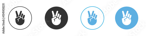 Hand peace icon Logo Template Design set