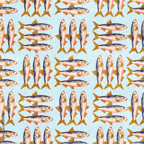 sardines seamless pattern for background, fabric, cover, wallpaper, etc.