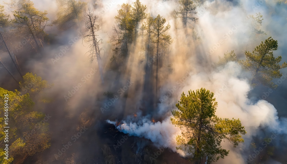 Firefly forest blaze under sunlight creates dramatic contrast in the sky and smoke Firefly forest blaze under sunlight creates dramatic contrast in the sky and smoke