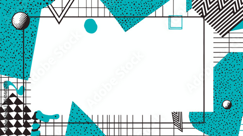 Abstract shapes compose decorative design within geometric background graphic