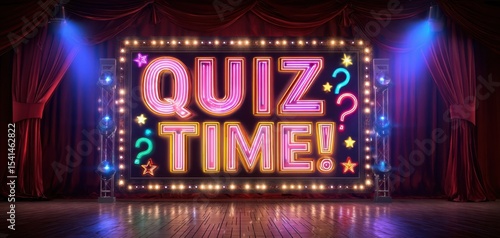 The Vibrant Neon 'Quiz Time!' Sign Illuminating The Stage for Interactive Fun