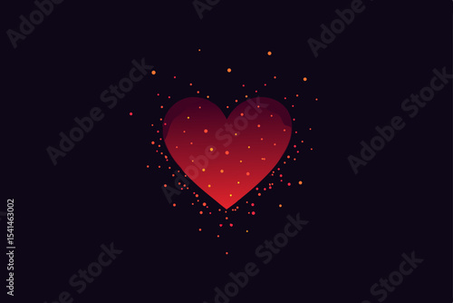 Red heart on black: a romantic vector illustration for love and Valentine's Day celebration