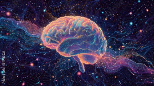 Vibrant Digital Illustration of Artistic Brain Concept