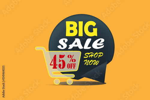 Large sale banner with shopping cart and promotional offers.