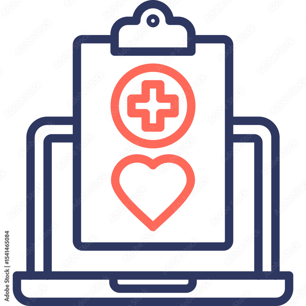 Fototapeta premium Digital Health line color icon