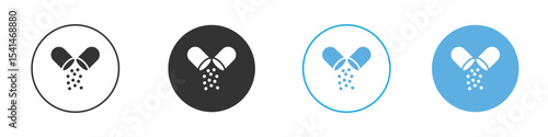 Open Capsule Pill icon Logo Template Design set