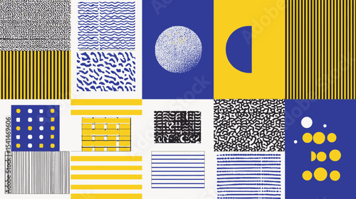 Abstract shapes compose vivid geometric patterns artfully visually engaging