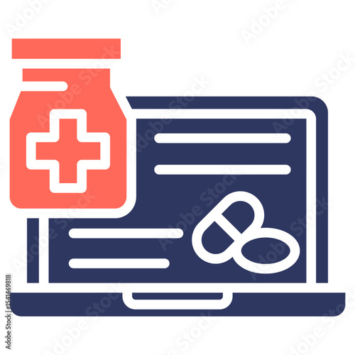 Online Prescription glyph color icon