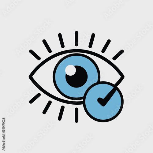 Blue Eye Symbol with Checkmark Counter Badge icon white