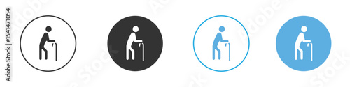Person walking with cane icon Logo Template Design set