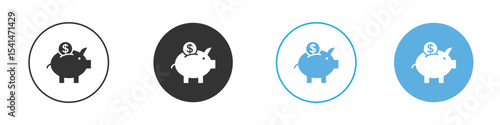 Piggy bank icon Logo Template Design set