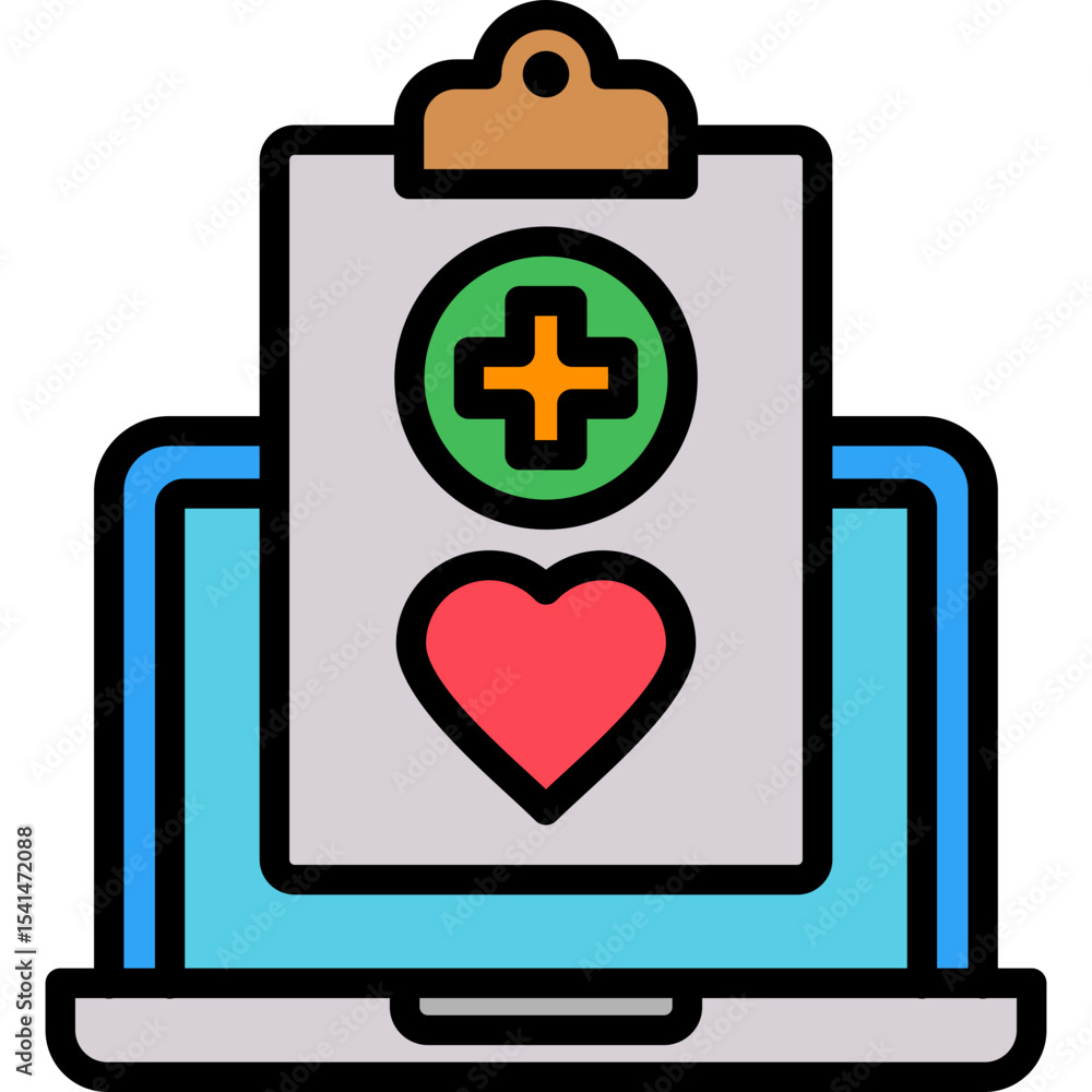 Fototapeta premium Digital Health lineal color icon