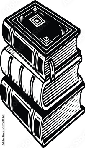 A stack of old books on white background, representing knowledge and education