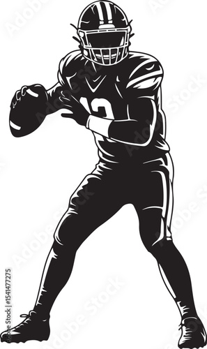 Quarterback Passing Silhouette

American Football Tackle Scene Vector

Helmet and Ball Sports Icon Design

Running Back Charging Silhouette

Touchdown Celebration Pose Vector