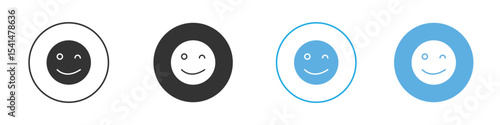 Smile wink icon Logo Template Design set