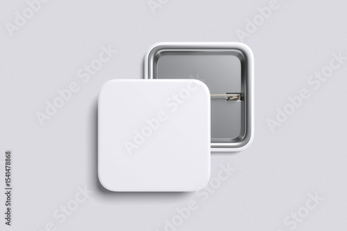 Square Pin Badge white Background For Mockup