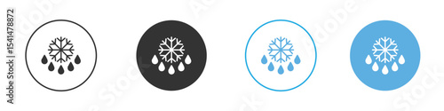 Snowflake droplets icon Logo Template Design set