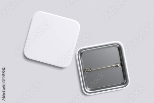 Square Pin Badge white Background For Mockup