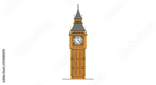 A detailed illustration of the iconic Big Ben clock tower, standing tall