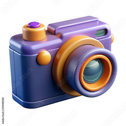 Cartoon camera icon 3d render isolated on transparent background