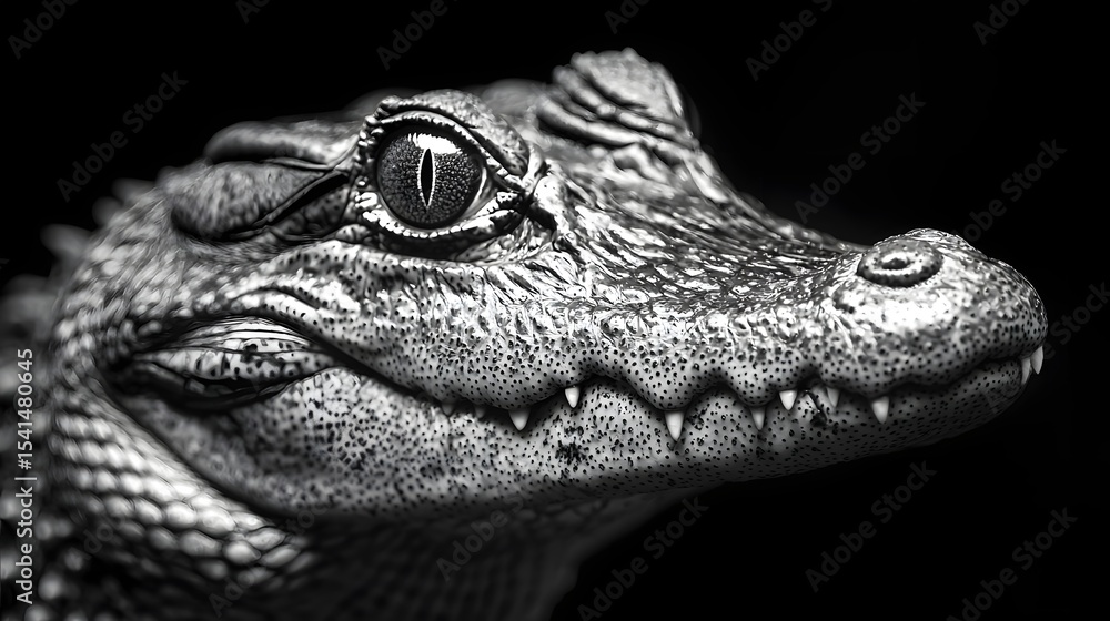 Obraz premium Prehistoric Reptile in Striking Black and White
