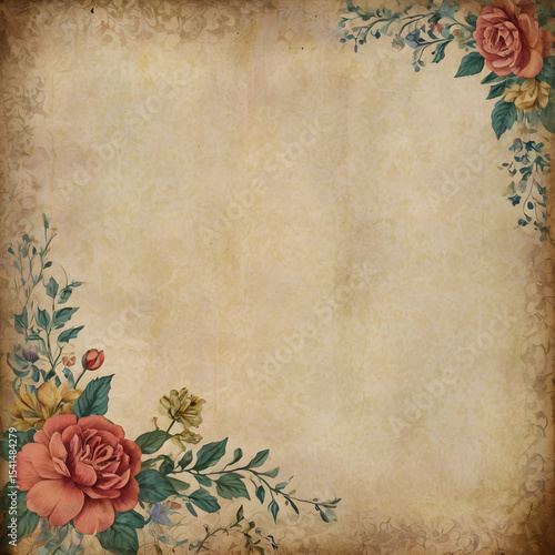 grunge background with flowers