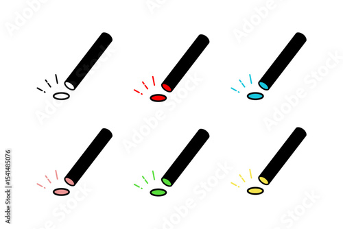 様々な配色が施された印鑑のアイコンセット