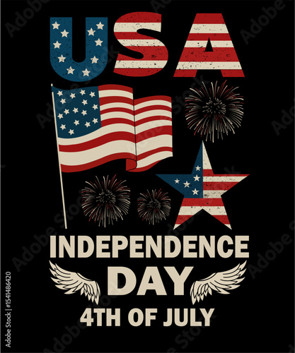 Patriotic USA Independence Day T-Shirt Design | 4th of July Graphic