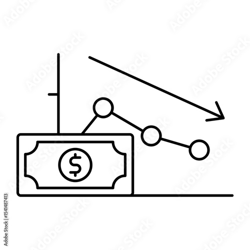 Falling Dollar Value outline icon