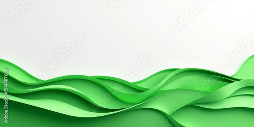 Dynamic vibrant green wave paper cut abstract background, ideal for modern design, element, illustration