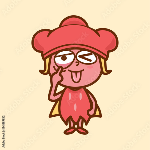 あっかんべーをする女の子のイラスト／A girl sticking out her tongue