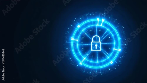 Wallpaper Mural Digital Security: Glowing Padlock Icon in Cyber Environment Torontodigital.ca