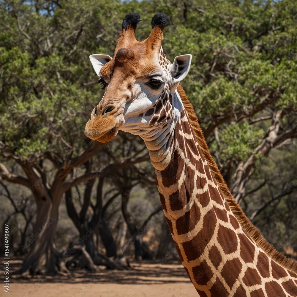 Fototapeta premium giraffe eating grass