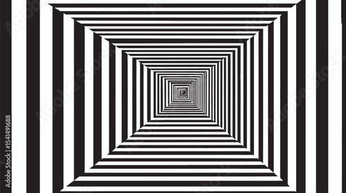 Alternating stripes form receding squares creating optical illusion scene depth