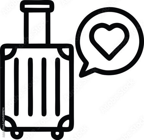 Suitcase with Heart Speech Bubble Icon Travel Love Holiday Vacation and Romance