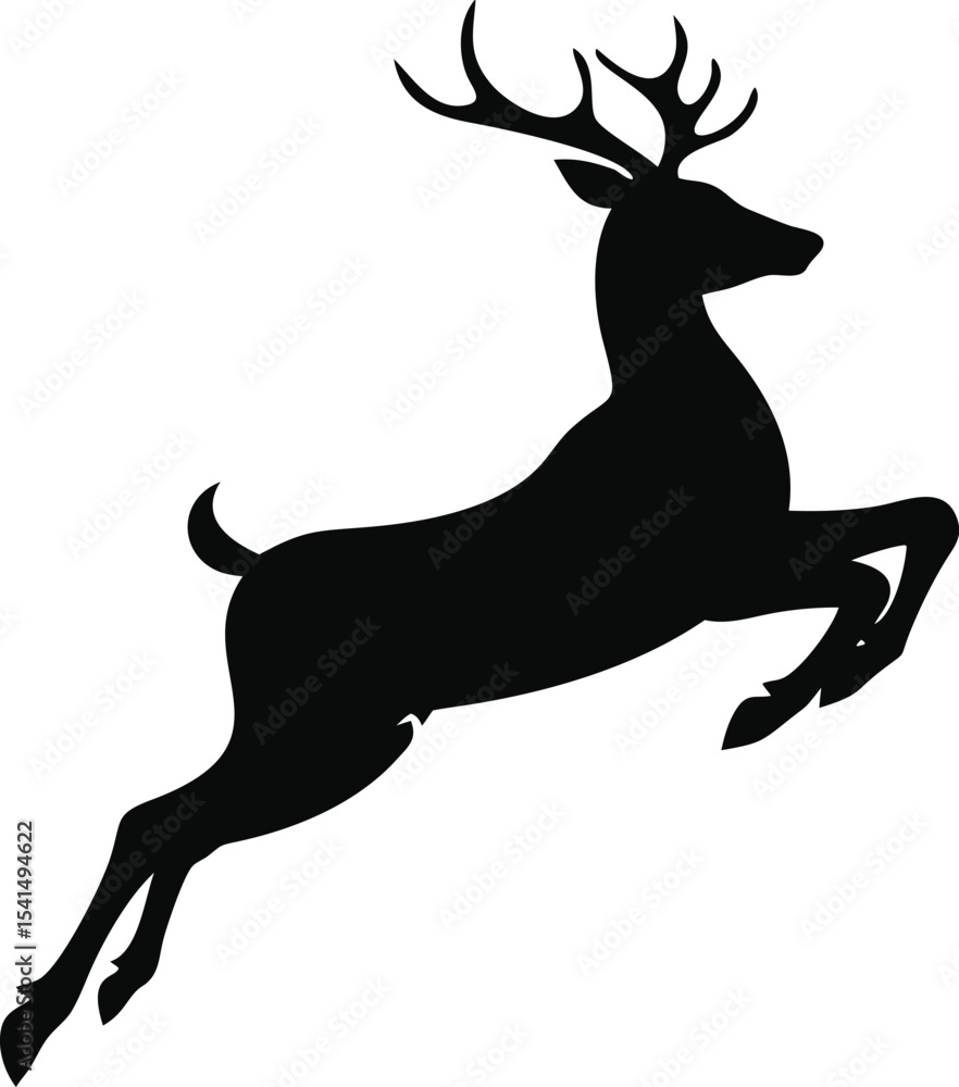 Fototapeta premium Deer silhouette jumping isolated on white background