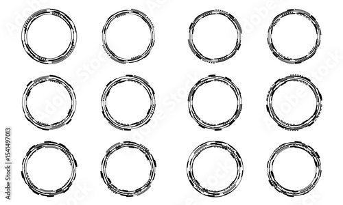 Set of sci fi black circle user interface elements technology futuristic design modern creative on white background vector