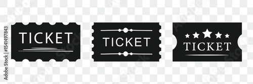 Ticket icon set. Tickets or Coupons symbol. 