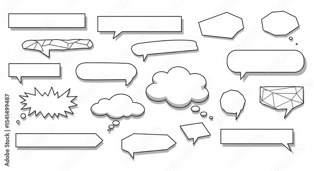 Obraz premium Collection of Diverse Speech Bubbles and Thought Clouds for Design Projects