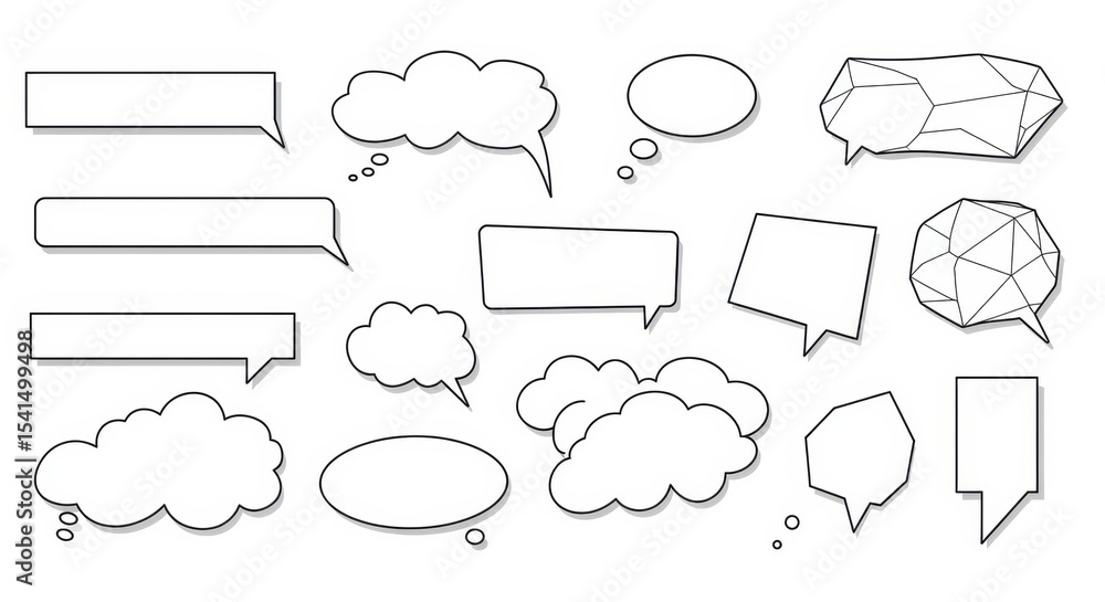 Obraz premium Collection of Diverse Speech Bubbles and Thought Clouds for Graphic Design Projects