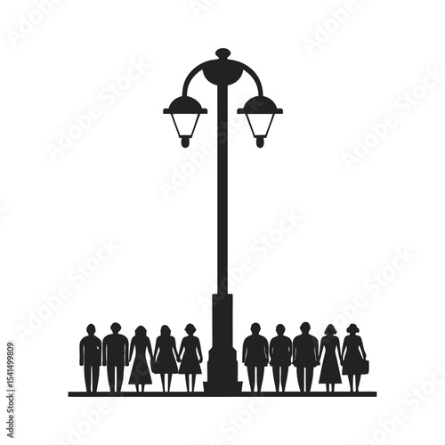 Emotion Sensing Streetlight Silhouette Vector Illustration
